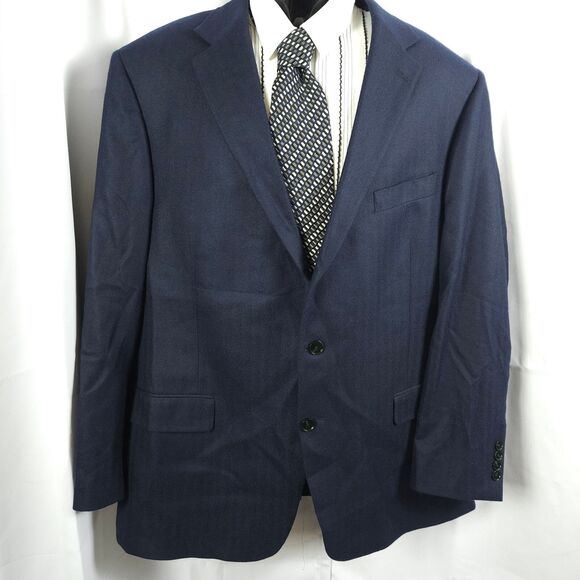 Hart Schaffner Marx Mens 48R Navy Blue Loro Piana Cashmere Sports Coat Blazer